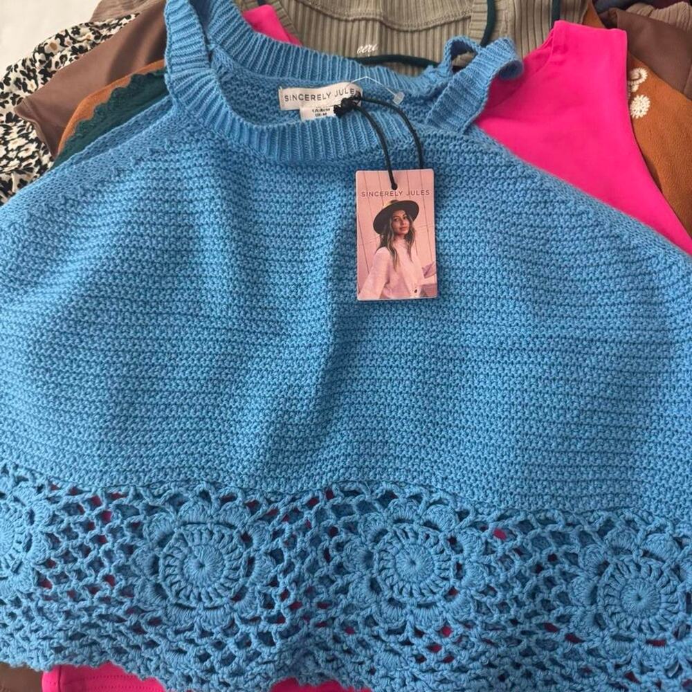 Blue crochet top croptop